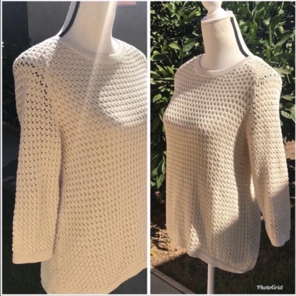Sand color knit sweater with back zipper closure size small FINAL $18 - Picture 4 of 7